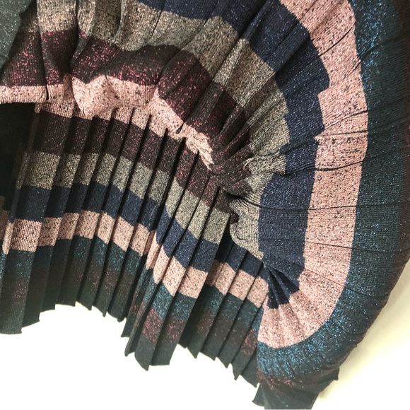 CLOSEOUT \Parker\• Multi-Stripe Pleated Midi Dress - Picture 15 of 16